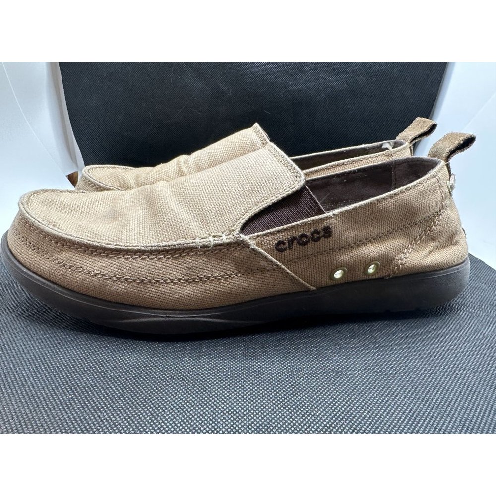 Crocs Mens Tan Walu Slip On Casual Loafer Shoes Size 10